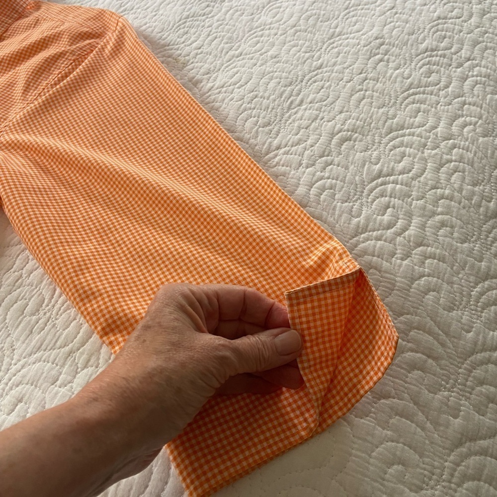 Las Olas Orange and White Gingham Button Down Shirt Cottagecore Cabincore Retro - Picture 11 of 14